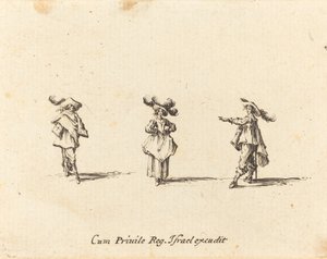 Signora con grandi piume e due gentiluomini da Jacques Callot