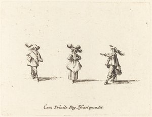 Signora con grandi piume e due gentiluomini da Jacques Callot
