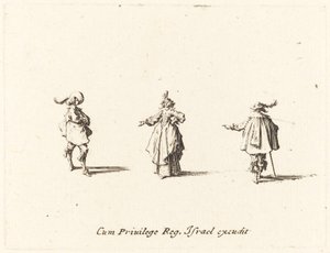 Signora con braccio teso e due gentiluomini da Jacques Callot