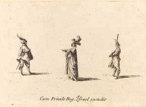 Signora con cappello piumato e due gentiluomini da Jacques Callot