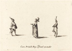 Signora con cappello piumato e due gentiluomini da Jacques Callot