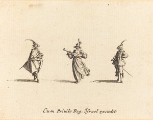Signora con strumento a corde e due gentiluomini da Jacques Callot