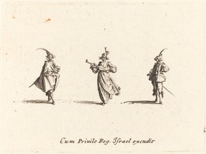 Signora con strumento a corde e due gentiluomini da Jacques Callot