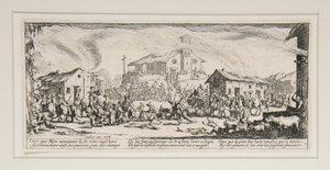Les grandes misères de la guerre: No. 7 - Saccheggio e incendio d da Jacques Callot