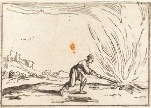 Uomo che assiste a un incendio
