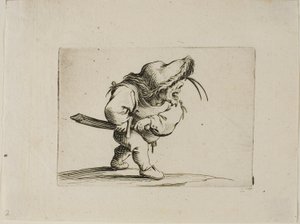 Uomo che si prepara a sguainare la spada, da Varie Figure Gobbi da Jacques Callot