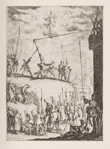 Martirio di San Pietro, n. 4 da Il Martirio degli Apostoli da Jacques Callot