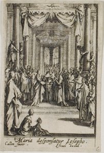 Maria sposa Giuseppe, da La vita della Vergine da Jacques Callot