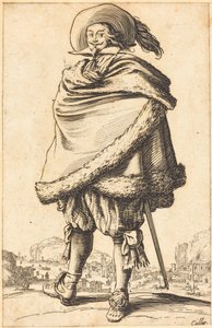 Nobile uomo avvolto in un mantello bordato di pelliccia da Jacques Callot