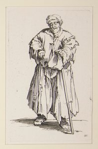Uomo obeso con occhi abbassati, dai Mendicanti da Jacques Callot