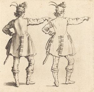 Ufficiale con piume nel cappello, visto da dietro da Jacques Callot