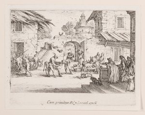 Si uccide il vitello grasso (Il grande vitello è ucciso), dalla serie La vita di l da Jacques Callot