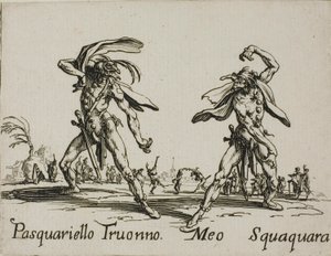 Pasquariello Truonno - Meo Squaquara, plate 20 from Balli di Sfessania