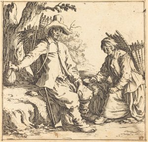 Coppia di contadini a riposo, c. 1621 da Jacques Callot