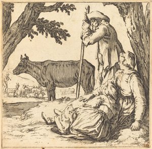 Coppia di Contadini con Mucca