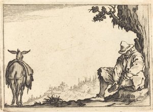 Contadino che si toglie la scarpa da Jacques Callot