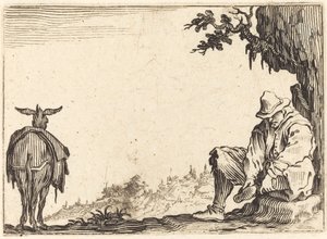 Contadino che si toglie la scarpa da Jacques Callot