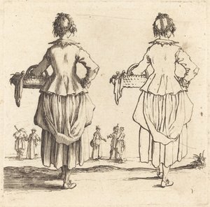 Contadina con cesto, vista da dietro