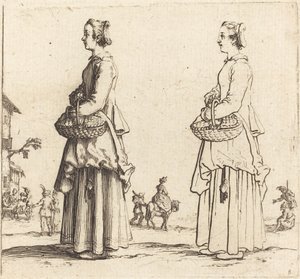 Contadina con cesto, di profilo, rivolta a sinistra da Jacques Callot