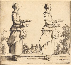 Contadina con cesto, di profilo, rivolta a destra, 1617 e 1621