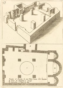 Piano e elevazione della chiesa di S. Iacoma da Jacques Callot