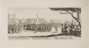 Reclutamento delle truppe, tavola due da Le miserie della guerra da Jacques Callot