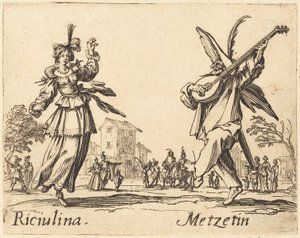 Riciulina e Metzetin, c. 1622 da Jacques Callot