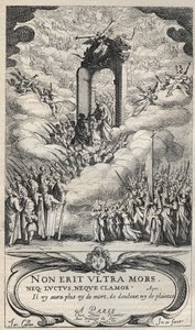 Santi e sante che si affrettano alla porta del Paradiso - composizione e incisione di Jacques Callot (1592-1635)