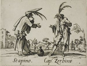 Scapino - Capitano Zerbino, plate 12 from Balli di Sfessania da Jacques Callot