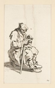 Mendicante seduto, che mangia, da I Mendicanti da Jacques Callot