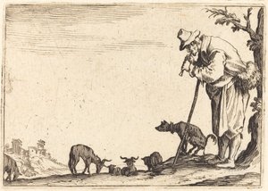 Pastore che suona il flauto da Jacques Callot