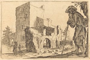 Pastore e rovine da Jacques Callot