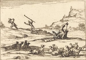 Pastori che difendono i loro greggi da Jacques Callot
