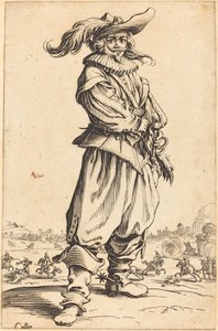 Soldato con cappello piumato da Jacques Callot