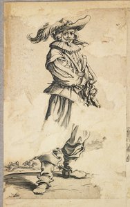 Soldato con cappello piumato, da La Noblesse de Lorraine (verso), c.1620-23