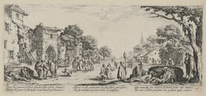 Morenti sul ciglio della strada, tavola 16 della serie "Miserie della guerra" da Jacques Callot