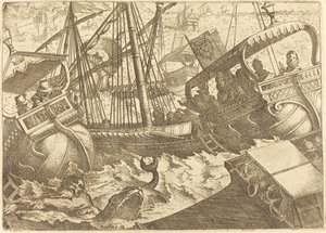 Tempesta al largo della costa di Barcellona da Jacques Callot