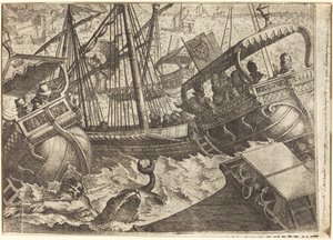 Tempesta al largo della costa di Barcellona [recto] da Jacques Callot