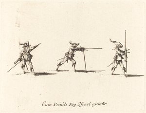Posizione di tiro con il moschetto da Jacques Callot