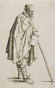 Il Mendicante con uno Scaldapiedi, tavola sei da I Mendicanti da Jacques Callot