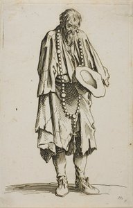 Il Mendicante con un Rosario, tavola undici da I Mendicanti da Jacques Callot