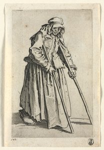 I mendicanti: mendicante donna con stampelle
