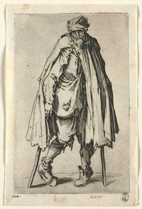 I mendicanti: Mendicante su stampelle con una borsa, c. 1623