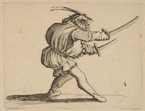 Il duellista con due sciabole, da Varie Figure Gobbi da Jacques Callot