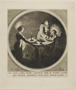 La Sacra Famiglia a tavola da Jacques Callot
