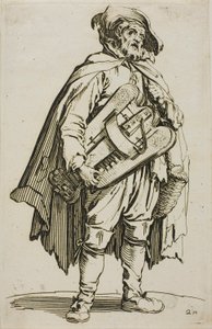 Il suonatore di ghironda, tavola due da I mendicanti da Jacques Callot