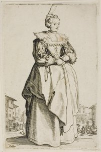 La signora con il piccolo cappello rialzato, piatto unico de La Noblesse da Jacques Callot