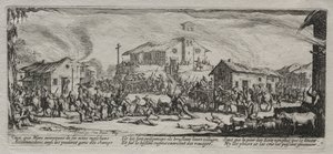 Le grandi miserie della guerra: Saccheggio e incendio di un villaggio, 1633