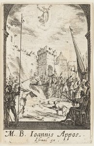 Il martirio di San Giovanni Evangelista, quinta tavola da I martiri degli Apostoli da Jacques Callot