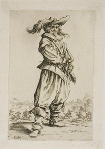 Il soldato con cappello piumato, terza tavola da La Noblesse da Jacques Callot
